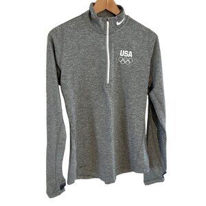 Nike womens dri-fit gray quarter zip long sleeve USA Olympic rings size S